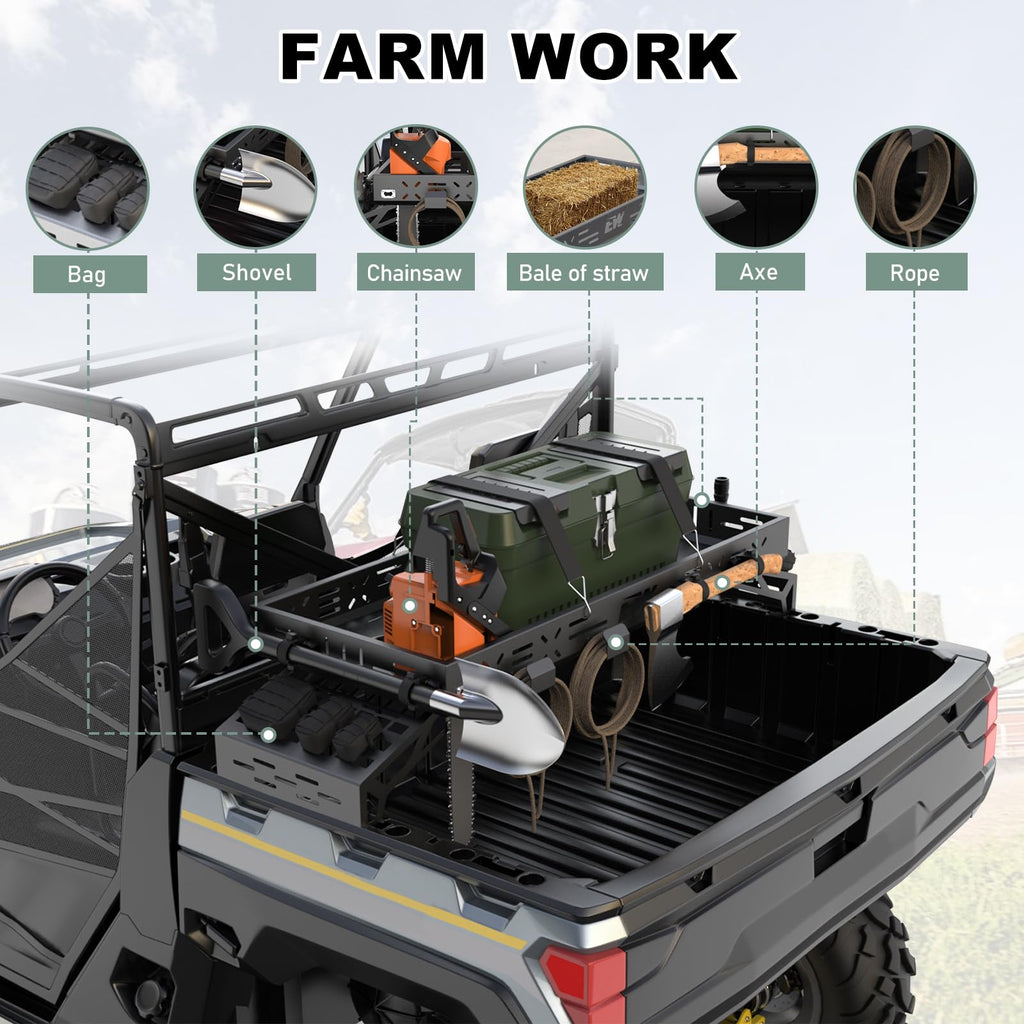 NIXFACE UTV Cargo Rack Aluminum Adjustable W/Cargo Net