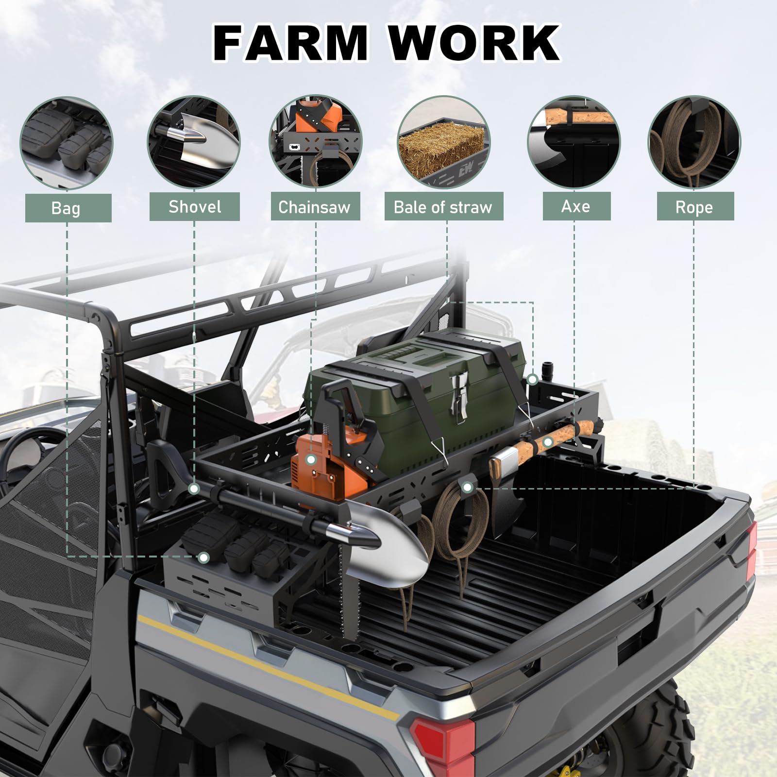 NIXFACE UTV Cargo Rack Aluminum Adjustable W/Cargo Net