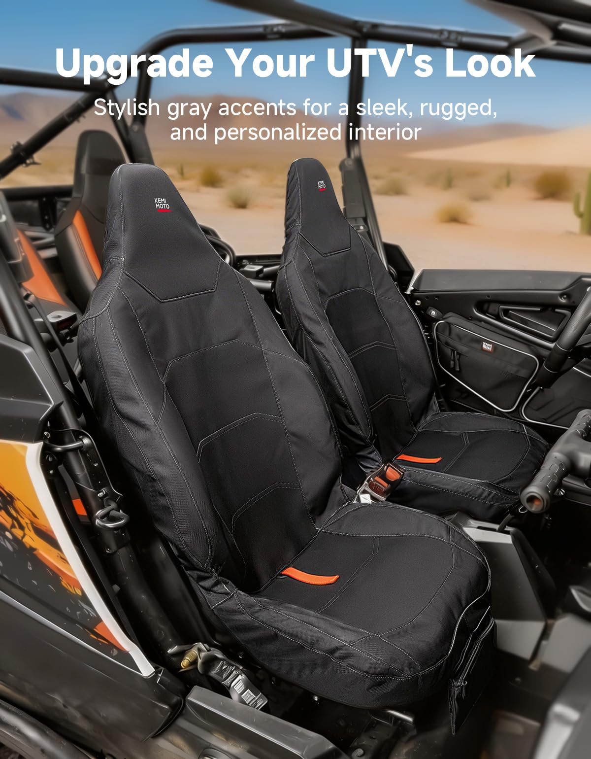 KEMIMOTO 2024+ XP 1000 Seat Covers 1680D Waterproof Zipper Pocket