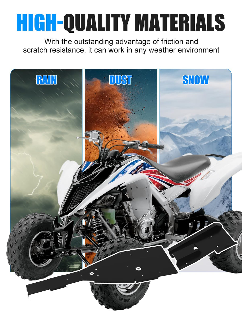 XATVXUTV Frame Skid Plate & Swing Arm Skid Plate Guard for Yamaha Raptor 700, ATV Combined Full Chassis Protector for Yamaha Raptor 700 700R 2006-2025 Accessories