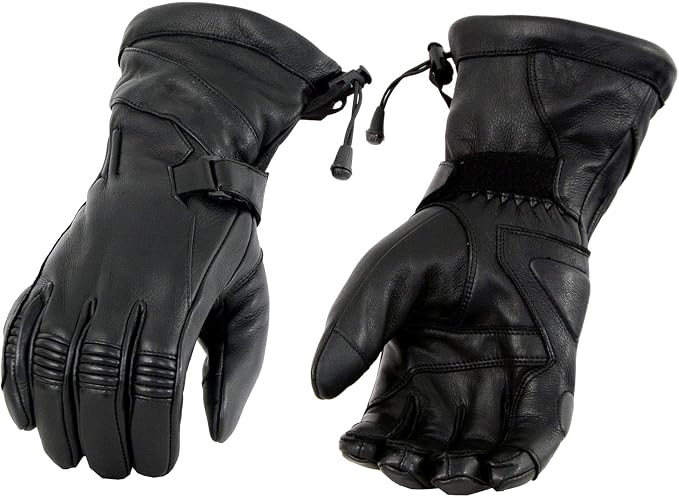 Milwaukee Leather MG7518 Men's Black Deerskin Gauntlet Motorcycle Hand Gloves