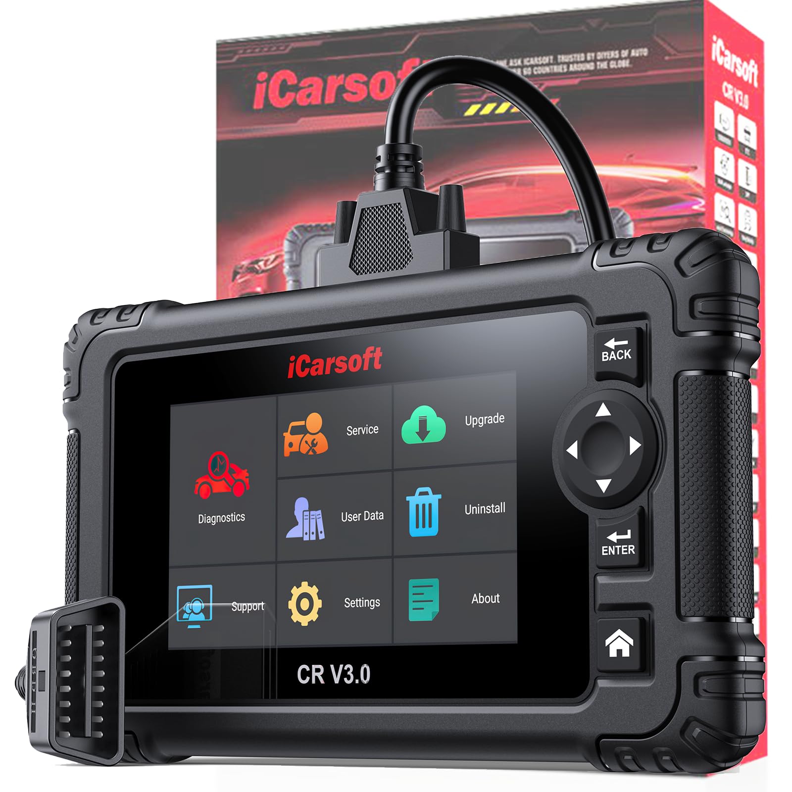 iCarsoft CR V3.0 (2026) Scan Tool Bidirectional OBD2 Scanner Diagnostic Tool for All Cars, 45 Reset,All System Diagnose, 4000+ Active Test, Battery Test-Customizable Diagnosis for 10 Car Brands