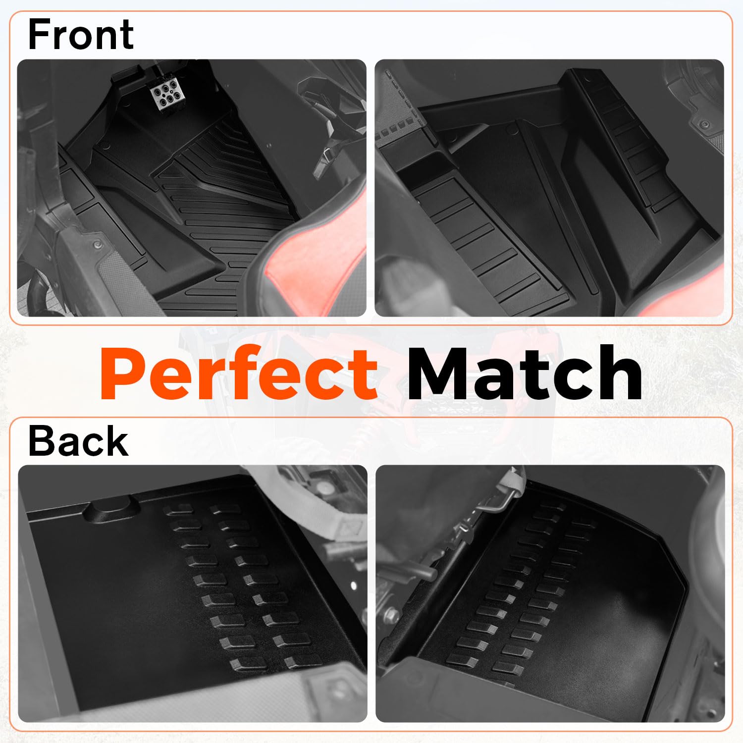 HugeUTV TPE Floor Mats for Polaris RZR XP 1000/XP 4 1000 2024/2025/2026 Accessories, Non-Slip Front Rear Row Floor Mat, 4PCS All-Weather Protection Slush Mats Rubber Liners