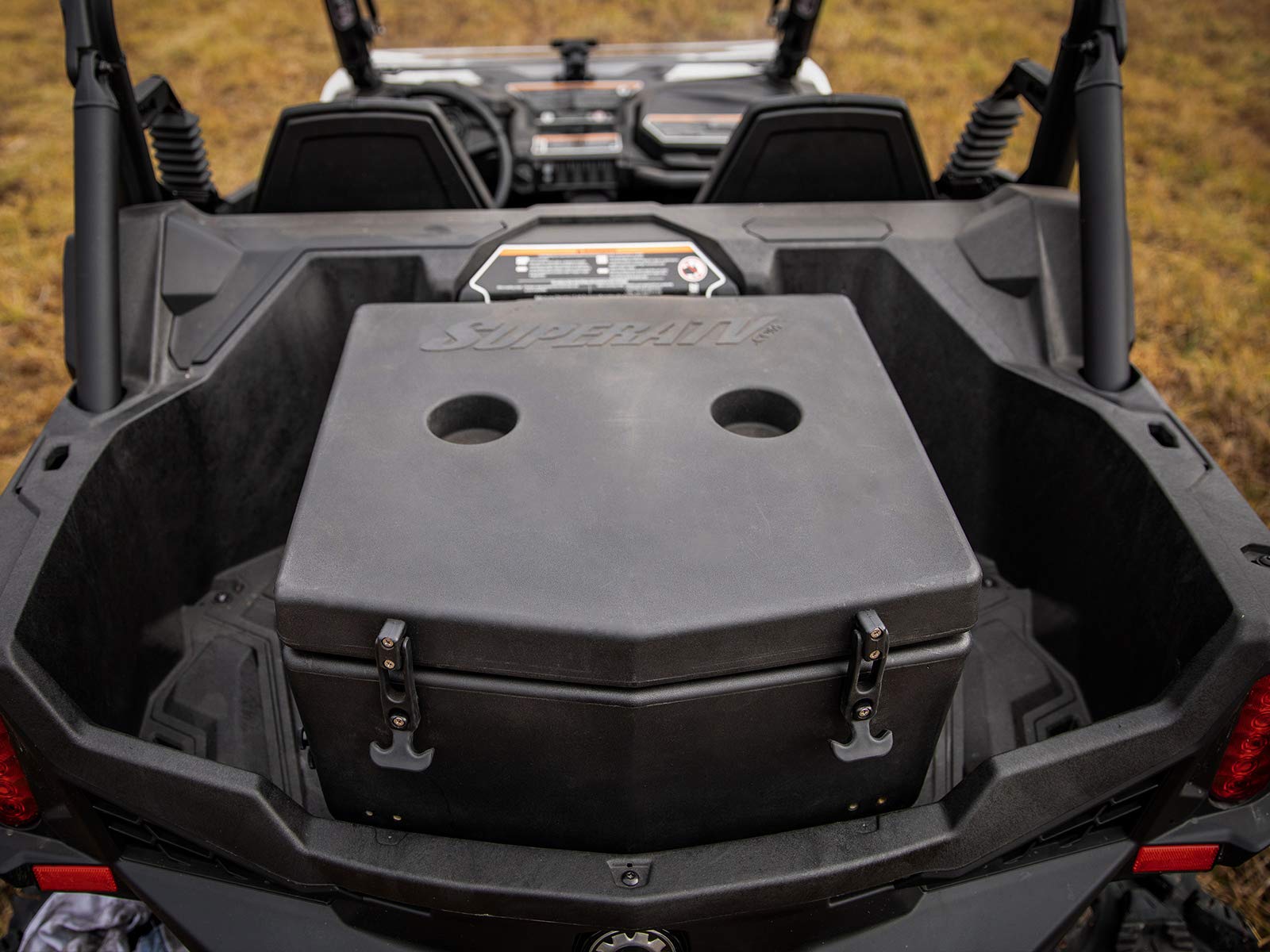 SuperATV Heavy Duty Insulated Rear UTV Cooler/Cargo Box for Can-Am Maverick Sport 1000 2019+ | 30 Liter Capacity