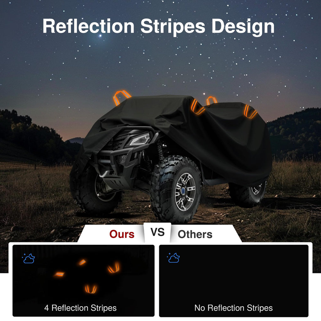 ATV cover with reflection stripe accents for visibility