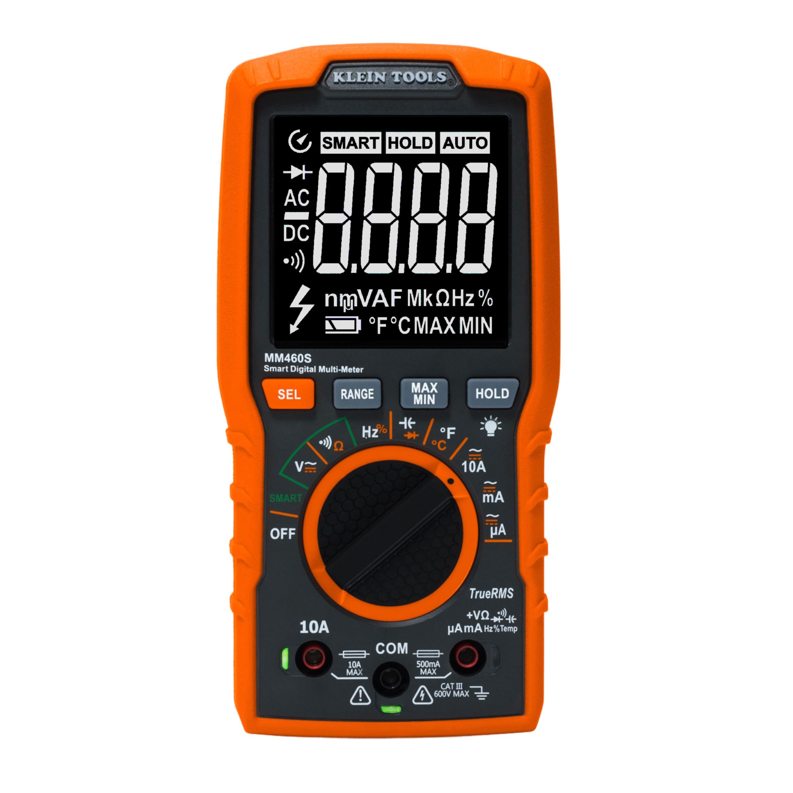 Klein Tools MM460S Smart Digital Multimeter, 600V AC/DC Auto-Ranging TRMS, Voltage Tester, Backlit Display, Hands-Free Operation, Professional Electrical Tester