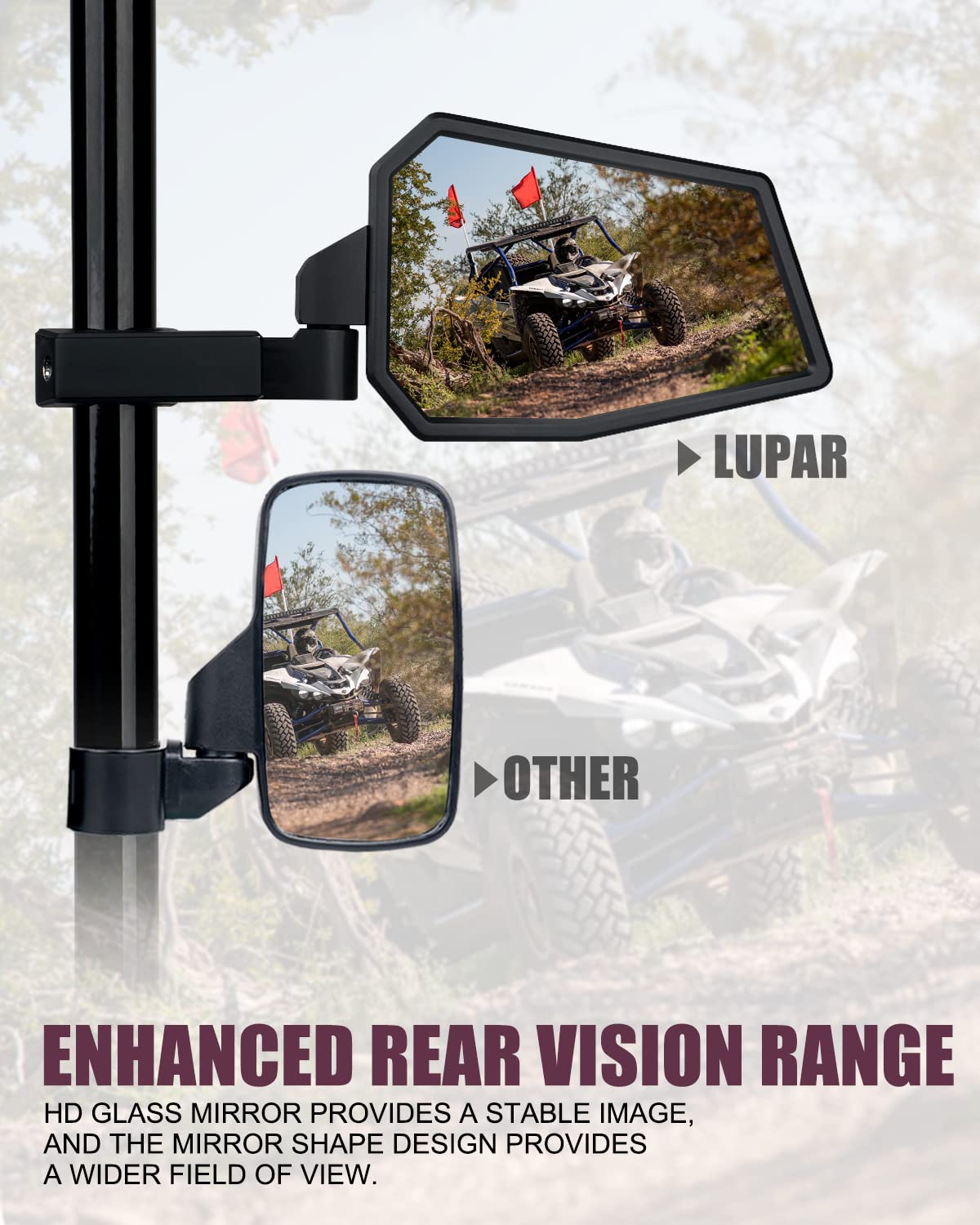 Lupar Aluminum UTV Side Mirrors Fits 1.75"-2" Roll Cage Bar America USA Flag Pattern Side Rear View Mirror for Polaris RZR XP Turbo Can-Am Maverick X3 Yamaha Talon Kawasaki Pioneer