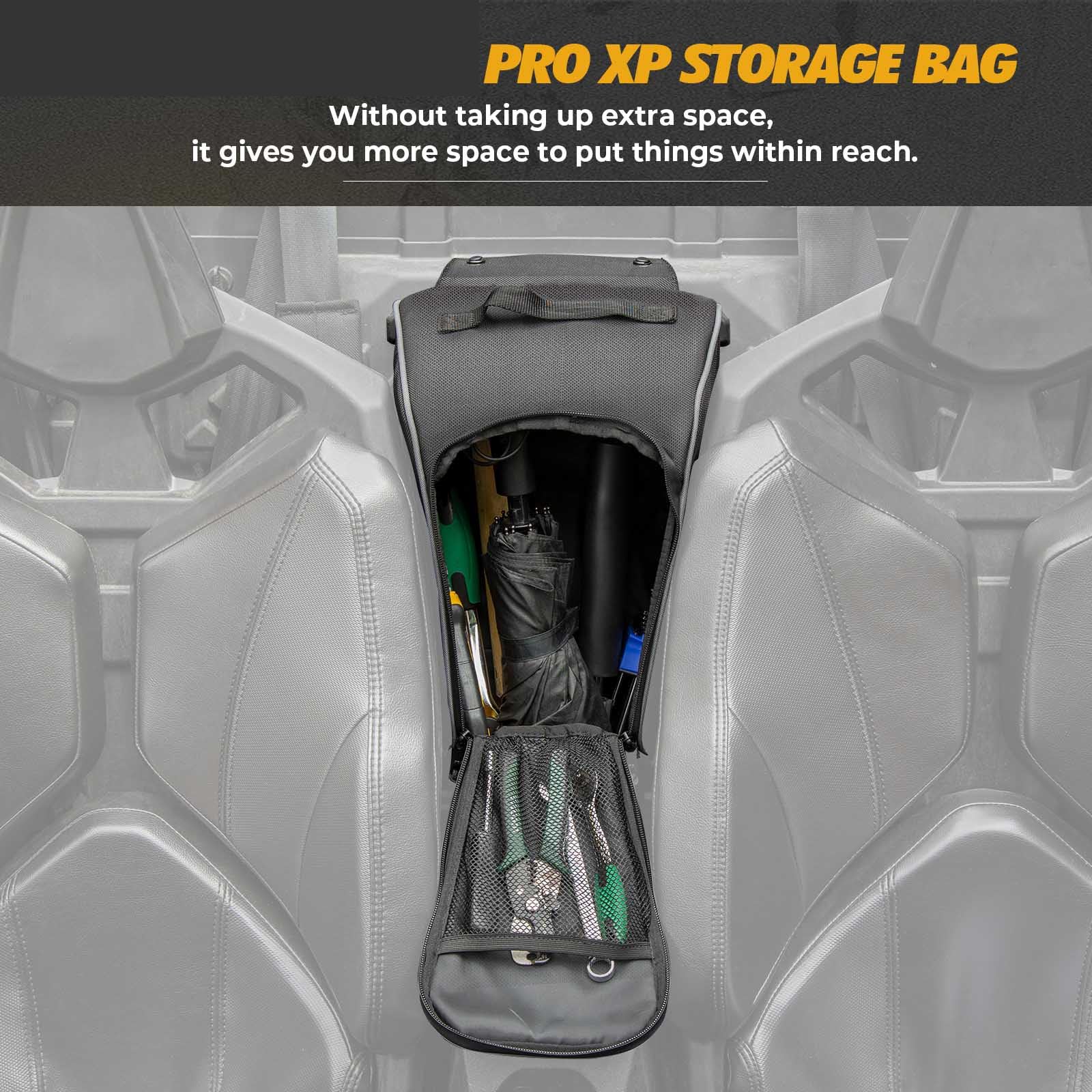 KEMIMOTO 2020-2025 PRO XP Storage Bag, 1680D UTV Cab Pack Center Seat UTV Tool Bag with PVC Wear Resistant Zipper Compatible with Polaris PRO XP / 4 2020-2025