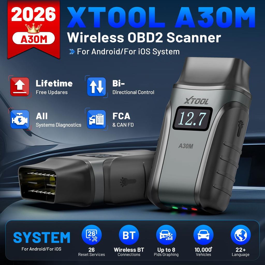 XTOOL A30M V2.0 OBD2 Scanner Diagnostic Tool, 26 Resets, All System, Wireless Bidirectional Scan Tool, Car Code Reader for EPB/Throttle/Crank Sensor Relearn, Lifetime Free Update, Android & iOS