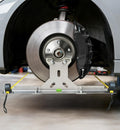 Stainless steel front wheel toe alignment tool with foldable plates and straps
