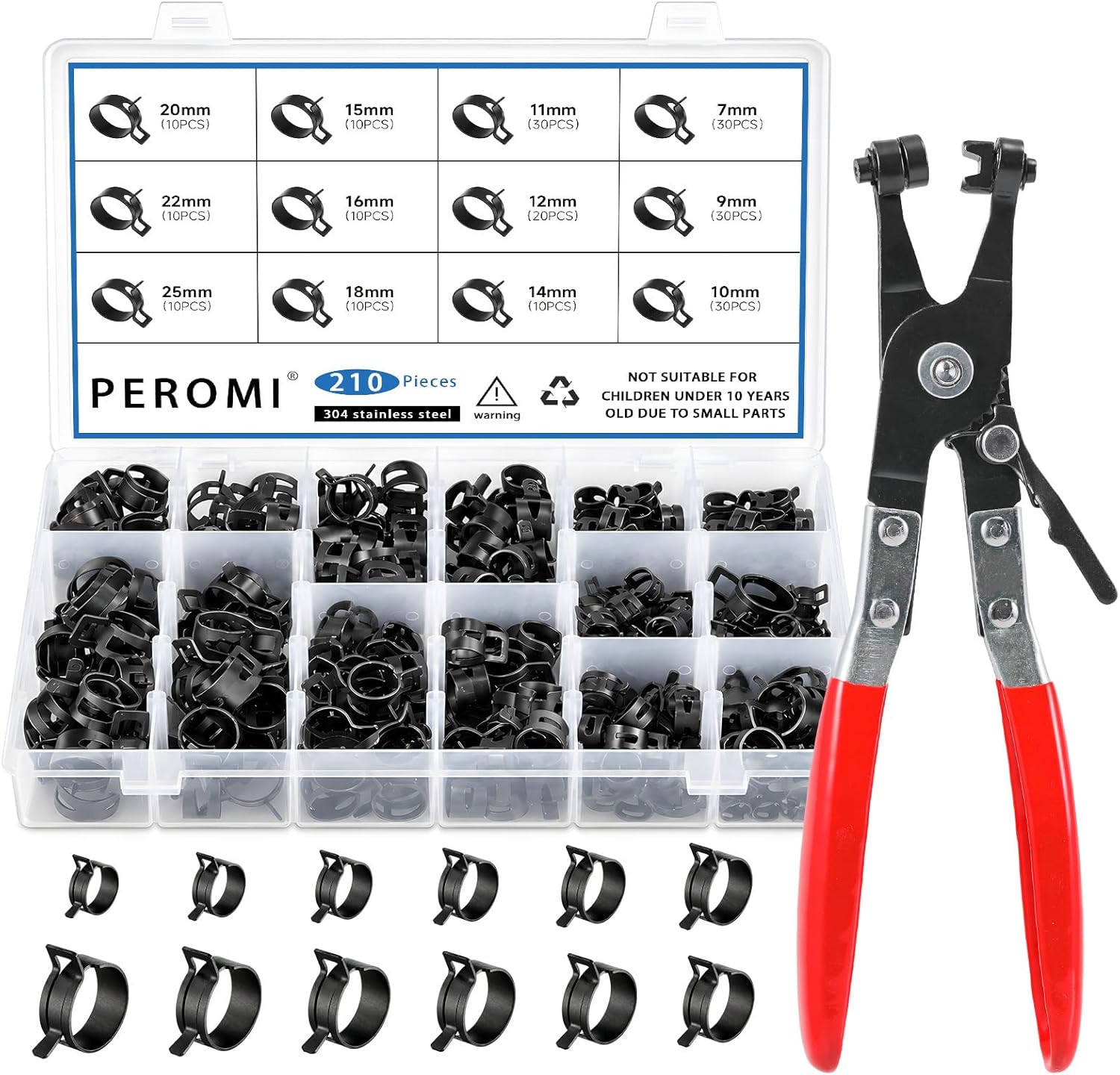 210Pcs Steel Spring Band Hose Clamp Kit