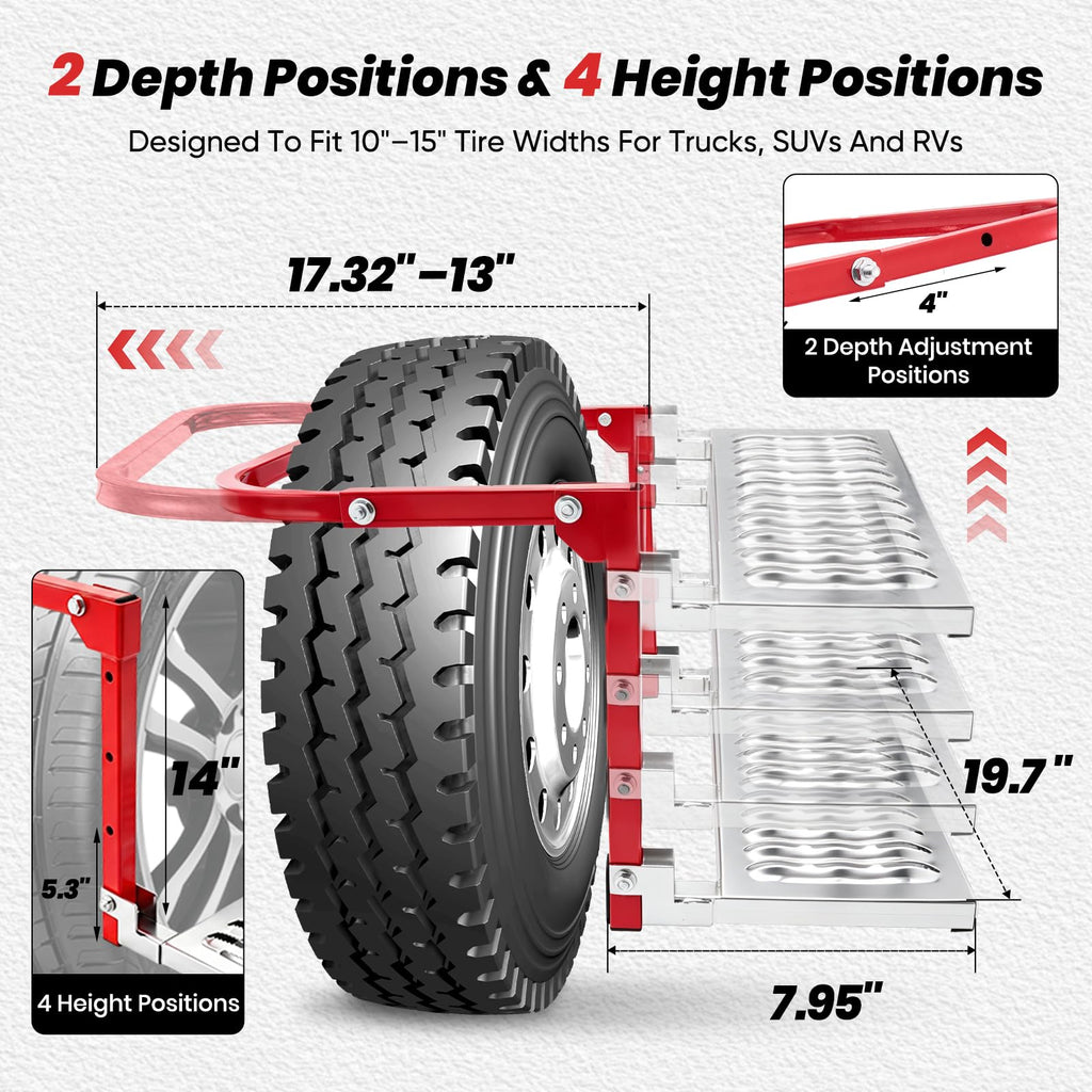 Sakerplus Heavy Duty Folding Tire Step,Non-Slip Wheel Step for Truck SUV RV, Adjustable Tire Mounted Step for Roof Access, Car Washing, Loading Gear & Temporary Vehicle Maintenance(Red)