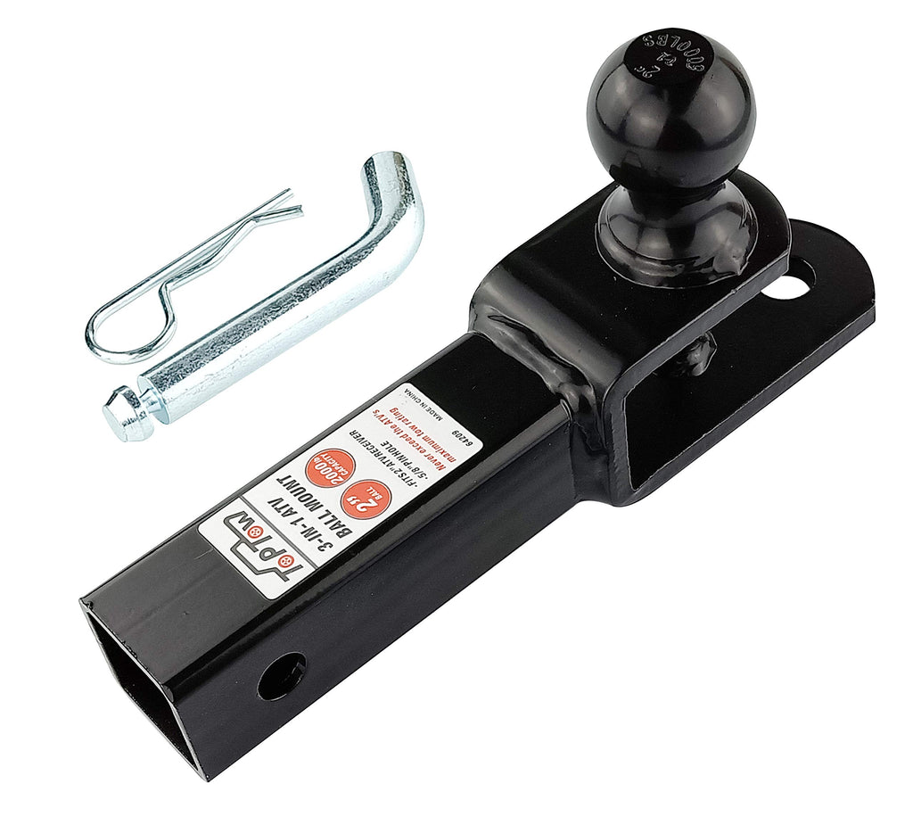 TOPTOW ATV/UTV Trailer Hitch Towing Ball Mounts, 2-Inch Ball, Clevis Pin, Fits 2-Inch Receiver