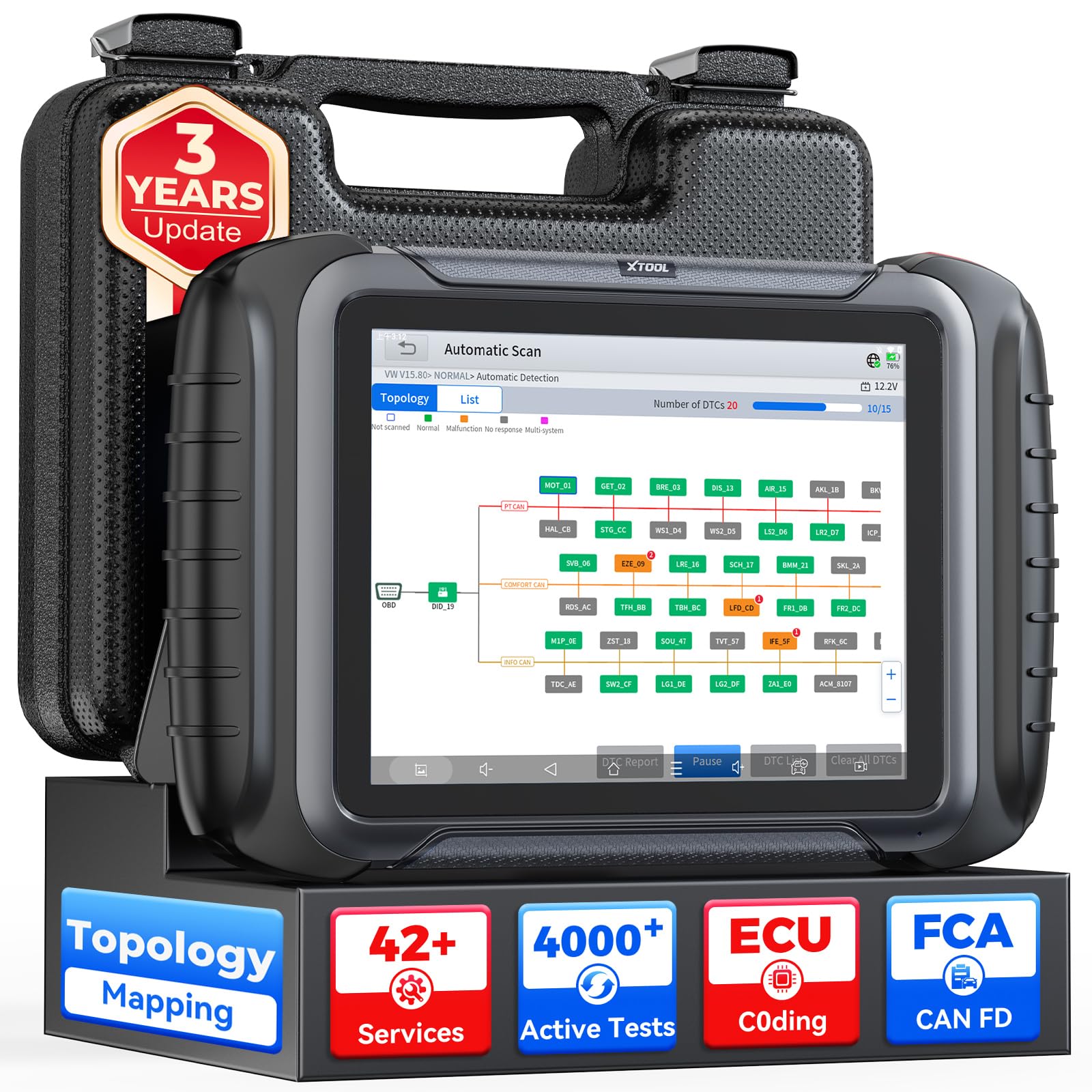 XTOOL D8S AI-Assisted Bidirectional OBD2 Scanner with Topology Mapping: 2026 Upgrade of XTOOL D8, Scan Tool with 42+ Reset, Full System Automotive Scanner Diagnostic Tool, PMI for Ford, FCA/CANFD/DoIP