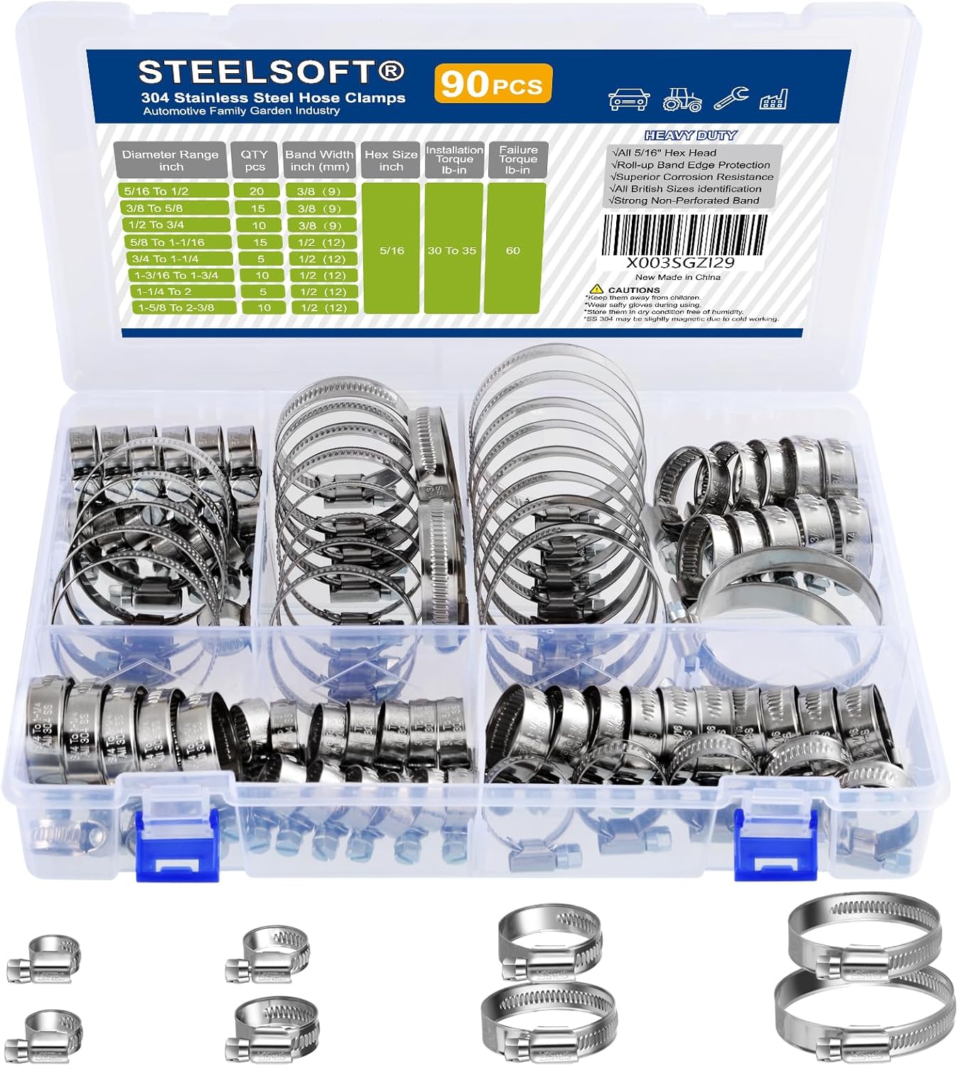 Non-Slip Hose Clamp Assortment Kit