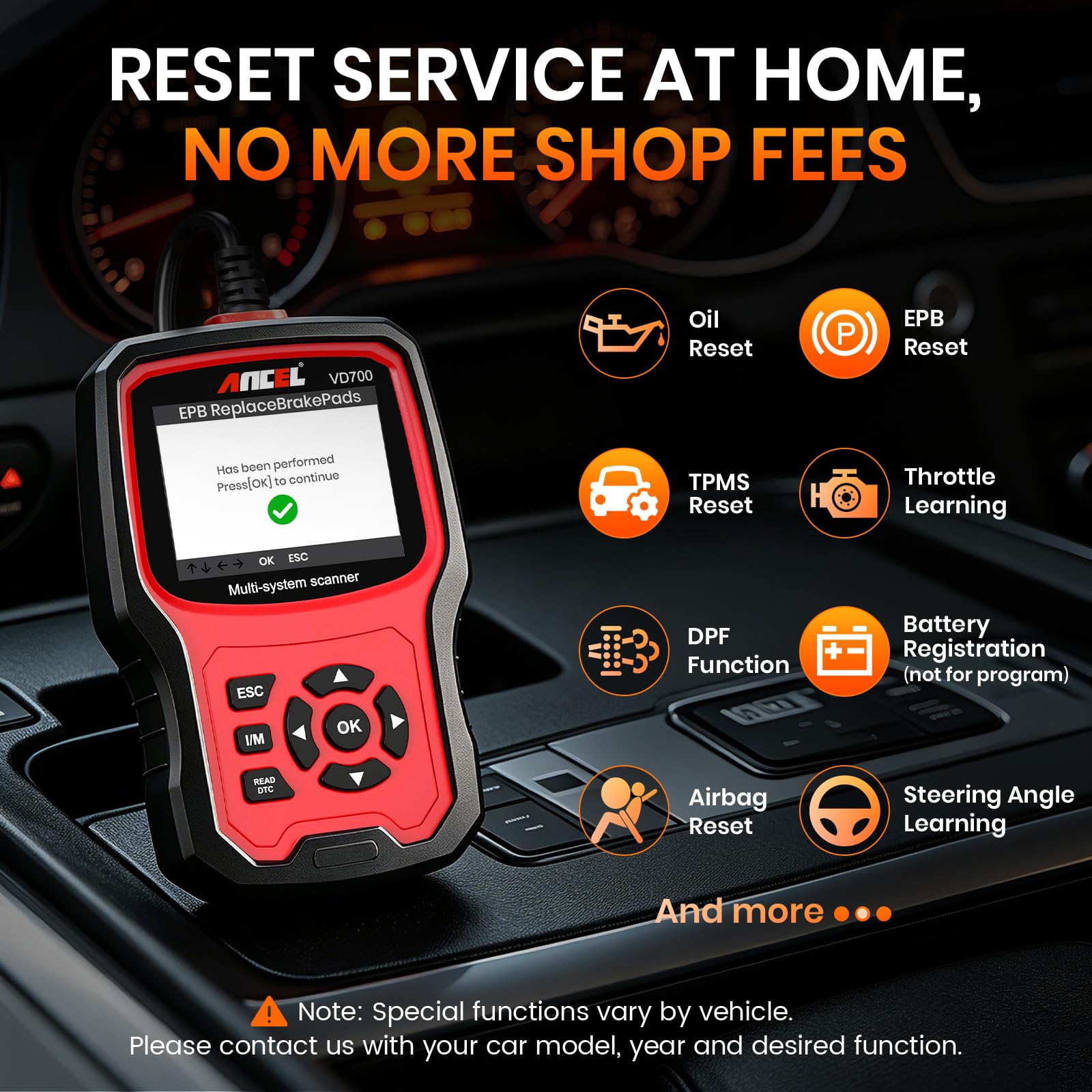 ANCEL VD700 OBD2 Diagnostic Code Reader Scan Tool Fit for Volkswagen Audi VW Skoda Seat, All Functions OBD11 Scanner for VAG Vehicles with Battery Registration EPB Reset (Upgraded VD500)