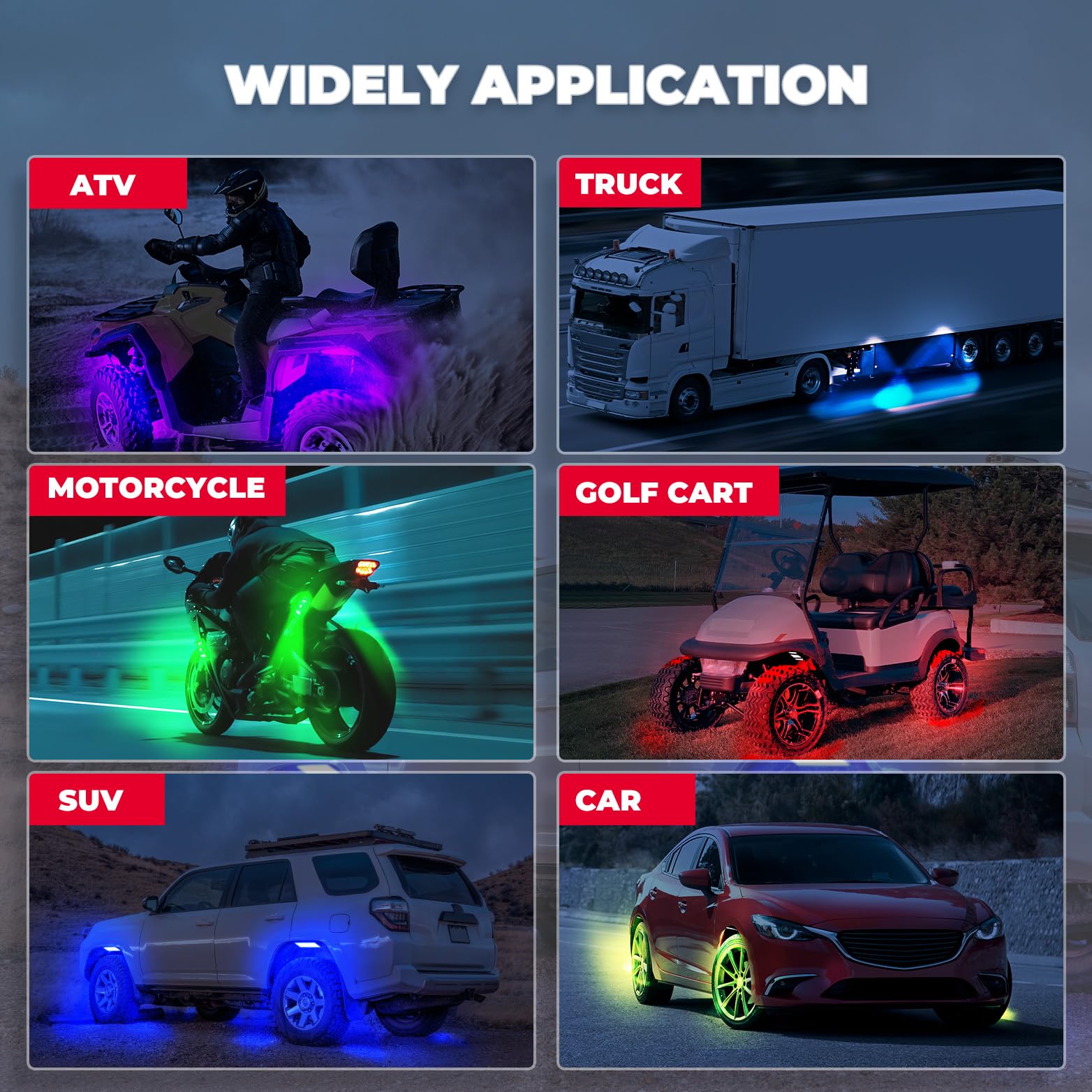 KEMIMOTO 4 Pods LED Rock Lights for Truck UTV, APP RF Dual Control Underglow Multicolor Neon Light Pod Universal Lighting for ATV, Car, Golf Cart, RV, Compatible with Can-Am X3 Polaris RZR Sportsman