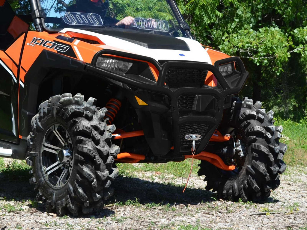 SuperATV Heavy-Duty Front Bumper for 2016-2023 Polaris General 1000/2017-2023 General 1000 4, Wrinkle Black, Made of 1.25" Heavy-Duty Tubing, UV-Resistant Powder Coat Finish, See Fitment, USA Made