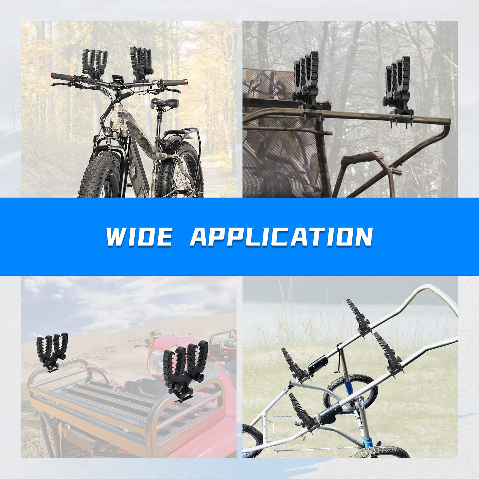 KEMIMOTO Double Tool Holder for ATV, Tool Mount for ATV, Bow Rack Tool Grips with Rubber Straps Compatible with Hunting Bike Mobility Scooter