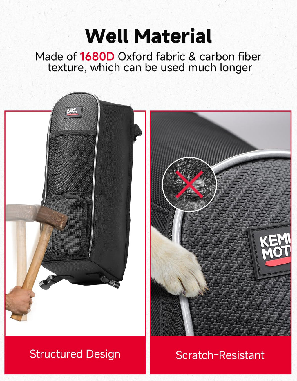 KEMIMOTO UTV Center Storage Universal Bag 10L 1680D with Cup Holder