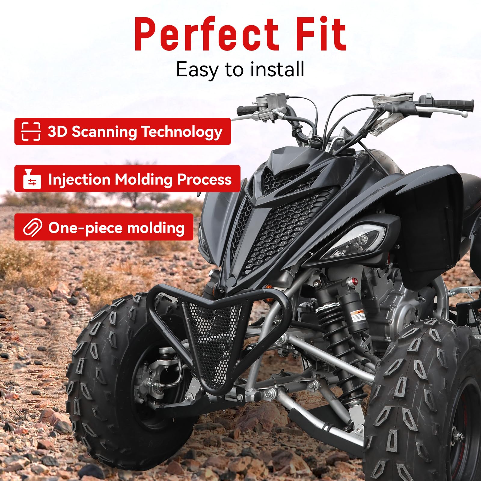 Raptor 700 700R Mesh Grill Radiator Guard Protector 13-25, Front Plastic Radiator Shield Grille Cover for Yamaha Raptor 700 700R 2013-2025 Accessories, Replace OEM #1PE-E2467-00-00