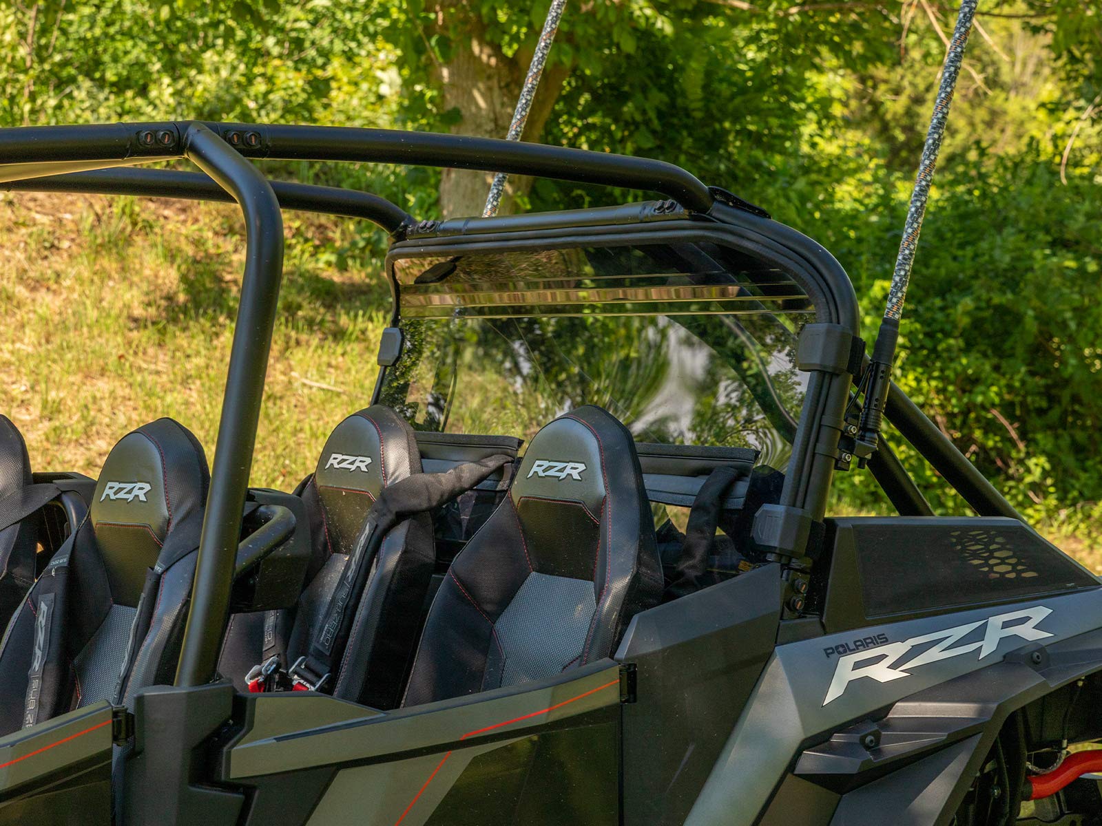 SuperATV Clear Heavy Duty Rear Windshield for 2018-2021 Polaris RZR XP Turbo S / XP 4 Turbo S | 1/4" Thick Polycarbonate 250x Stronger Than Glass | Protects From Flying Mud and Debris | USA Made