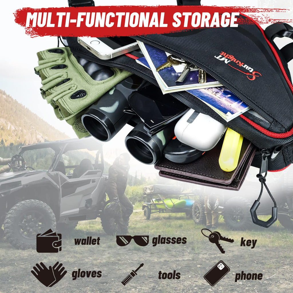 StarknightMT 2 Pcs UTV Roll Bar Bag, Universal Water Resistant SXS Triangle Storage for Overhead/Roof/Door/1.75-2" Standard Cage, Compatible with Polaris RZR, Ranger, Can Am X3 Commander Defender