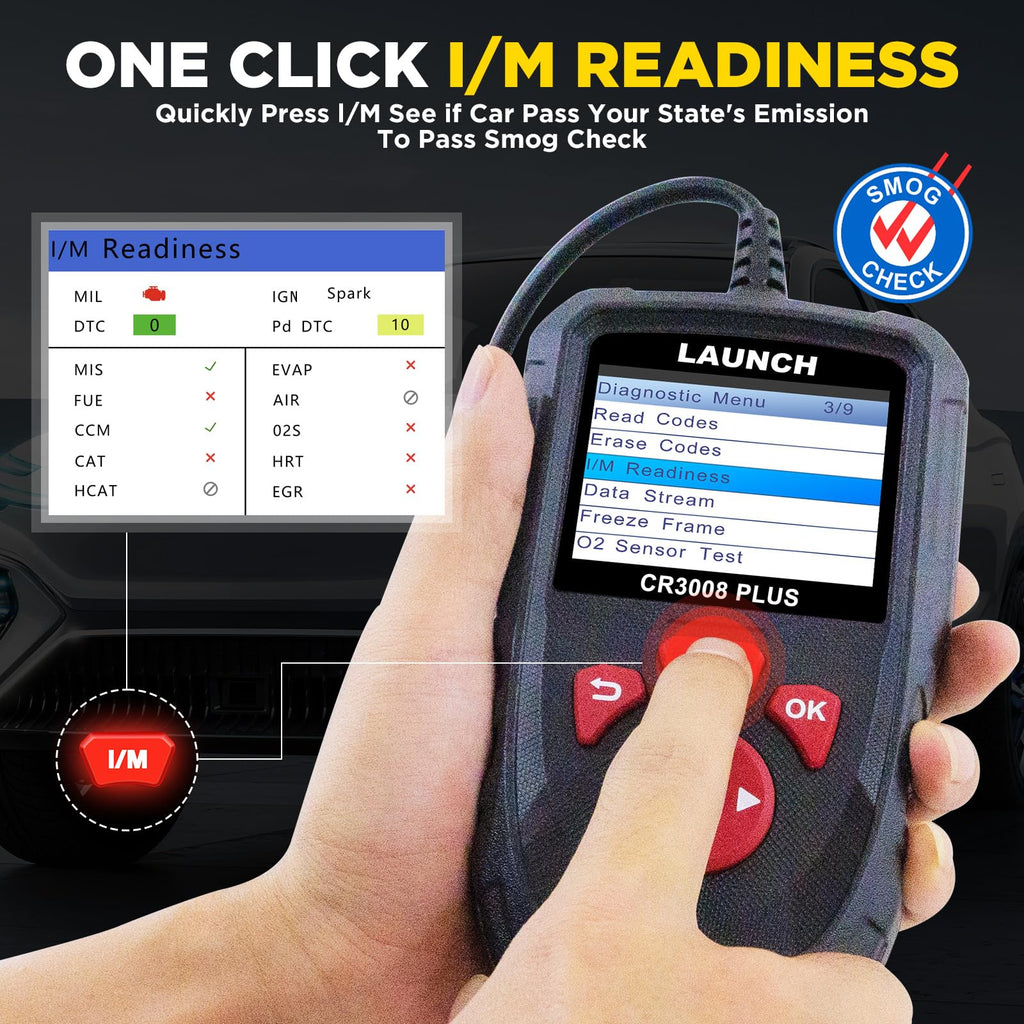LAUNCH Professional OBD2 Scanner Diagnostic Tool CR3008 Plus,One-Click I/M,Lifetime Update Code Reader,Enhanced Check Engine Code Reader OBDII Car Scan Tool for All Vehicles After 1996,Battery Test