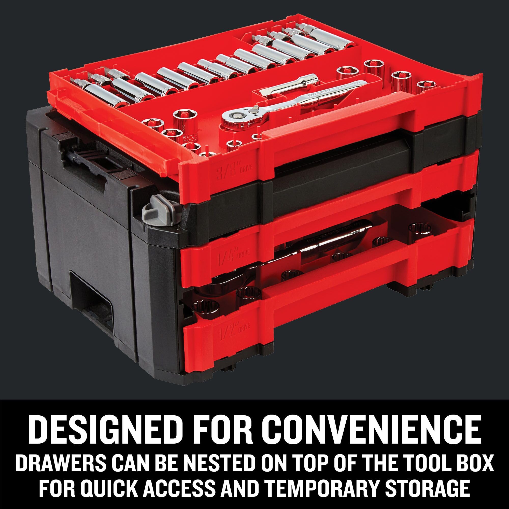 Craftsman 262-Piece Mechanic Tool Set with 3-Drawer VERSASTACK Box, SAE and Metric Socket Set, Car and Motorcycle Tool Kit with Combination Wrenches and Spark Plug Sockets, 90-Tooth (CMMT45309)