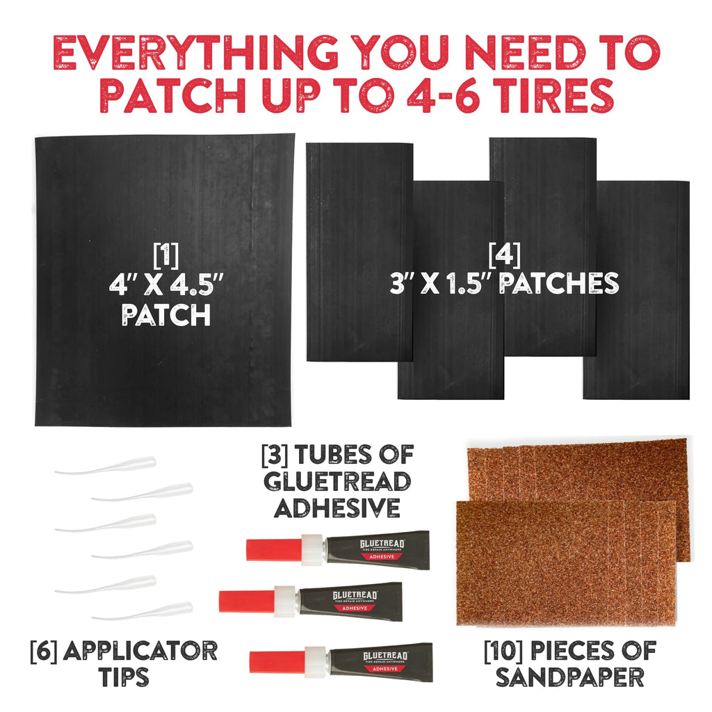 GlueTread SXS Sidewall Tire Repair Kit Tire Patch Kit - Off-Road Sidewall Reinforcement for UTVs - Durable Rubber Patches with Strong Bond - Easy Application, Fast Setting