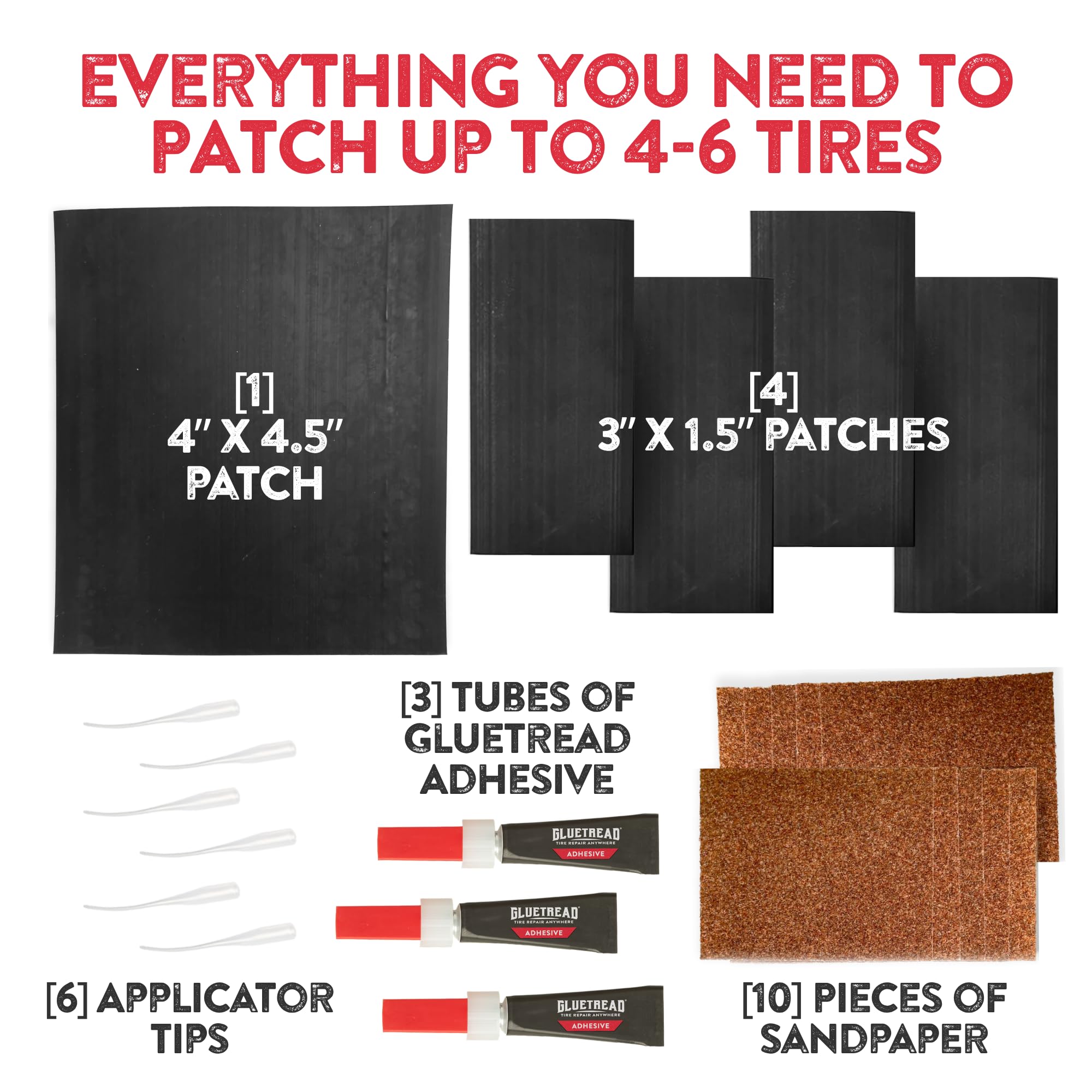 GlueTread SXS Sidewall Tire Repair Kit Tire Patch Kit - Off-Road Sidewall Reinforcement for UTVs - Durable Rubber Patches with Strong Bond - Easy Application, Fast Setting