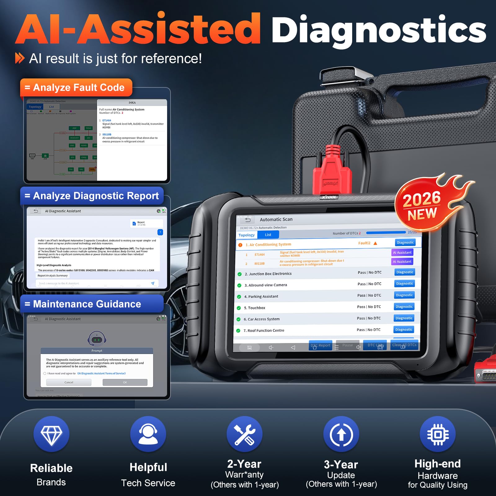 XTOOL D8S AI-Assisted Bidirectional OBD2 Scanner with Topology Mapping: 2026 Upgrade of XTOOL D8, Scan Tool with 42+ Reset, Full System Automotive Scanner Diagnostic Tool, PMI for Ford, FCA/CANFD/DoIP