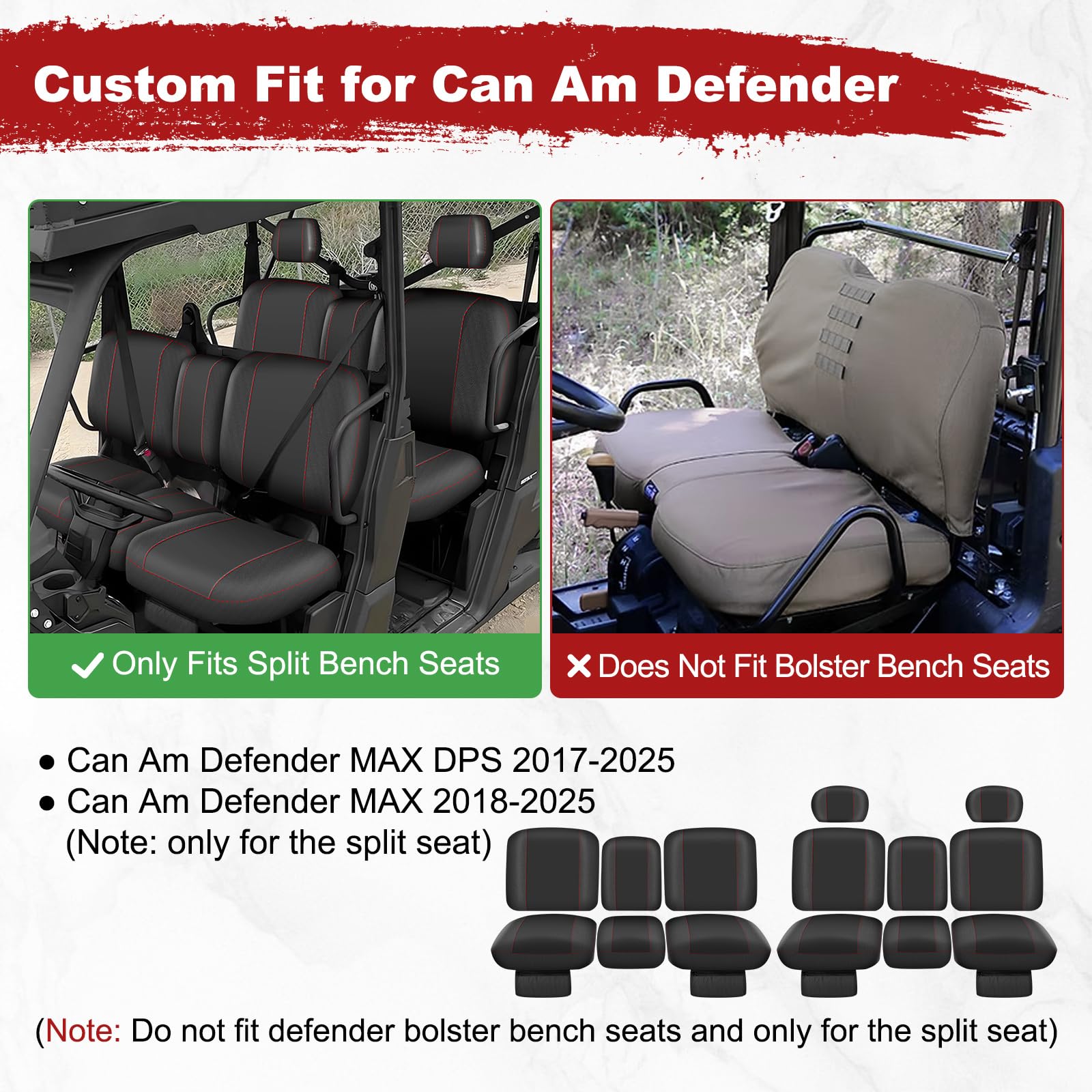 UTV Waterproof Seat Covers for Can Am Defender MAX 2018-2025/DPS 2017-2025