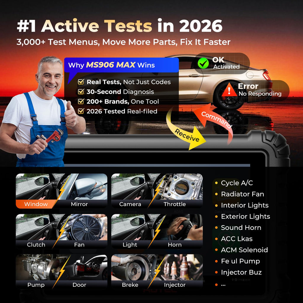 Autel Scanner MaxiSYS MS906 MAX, 2026 MS906MAX Bi-Directional Tool Up of MS906 Pro MP900BT w/ECU C0ding, DoIP CANFD, FCA SGW AutAuth, All System Scan, 40+ Service 3000+ Active Tests as MS908S PRO II
