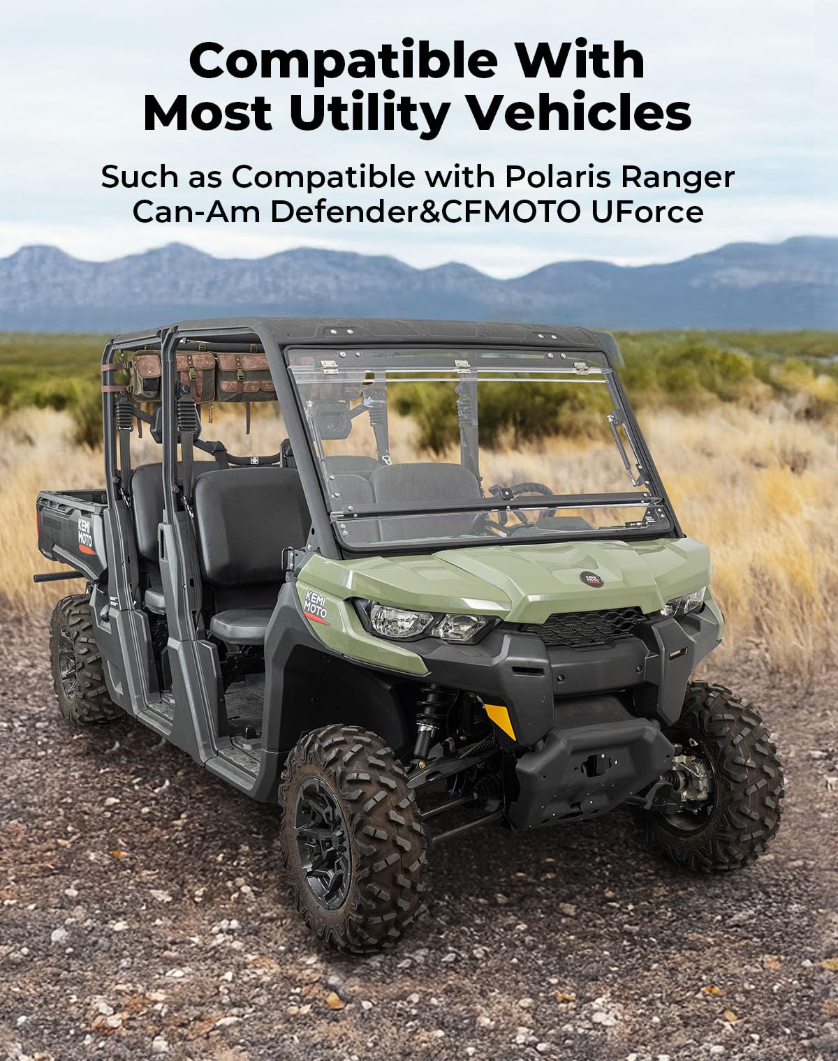 KEMIMOTO UTV Roll Cage Organizer Bag Leather, Water-Resistant Canvas Overhead Storage Bags, UTV Roll Bar Storage, Army Green, Compatible with Ranger RZR Pioneer Talon,Defender