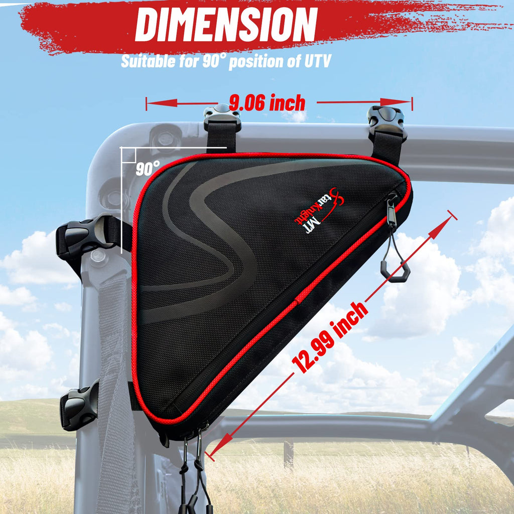 StarknightMT 2 Pcs UTV Roll Bar Bag, Universal Water Resistant SXS Triangle Storage for Overhead/Roof/Door/1.75-2" Standard Cage, Compatible with Polaris RZR, Ranger, Can Am X3 Commander Defender