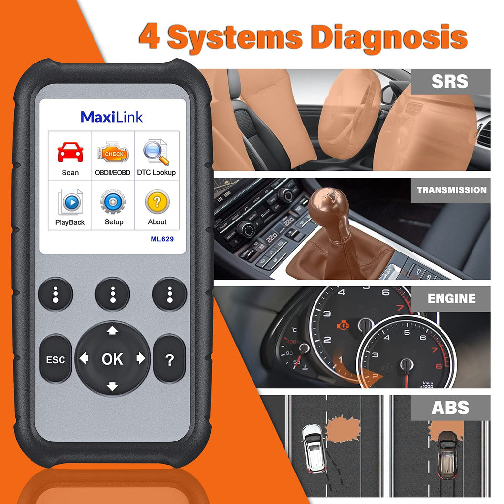 Autel MaxiLink ML629 Automotive OBD2 Scanner, 2026 Newer Model Upgraded of AL619, ML619, AL519, Car Code Reader Check Engine ABS SRS Transmission Diagnostic Scan Tool, Auto VIN, Ready Test, DTC Lookup