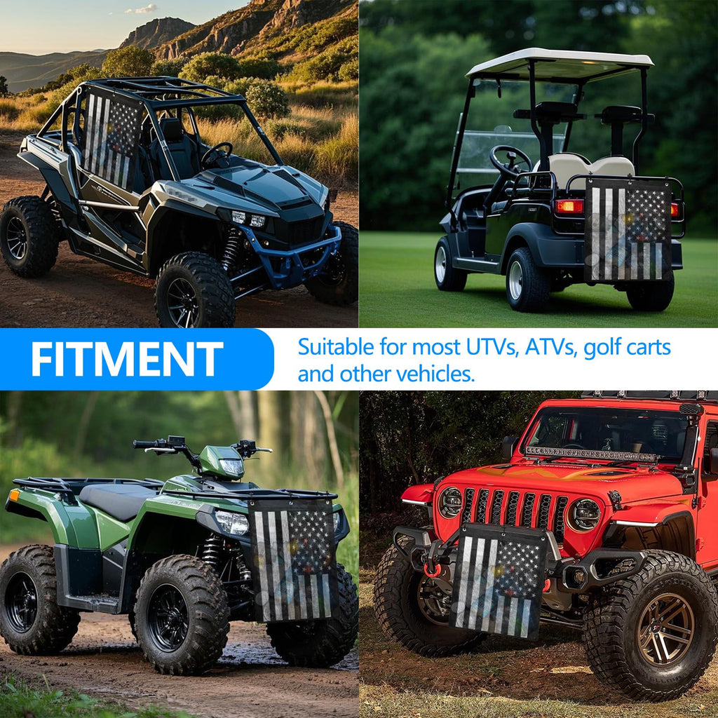 Universal Trash Sack ATV UTV Mesh Trash Bag Large Storage Bag Teslin Compatible with Polaris RZR, CFMOTO, Can-Am, Teryx, Arctic Cat, Golf Cart, Pioneer, Boat(American Flag Print)