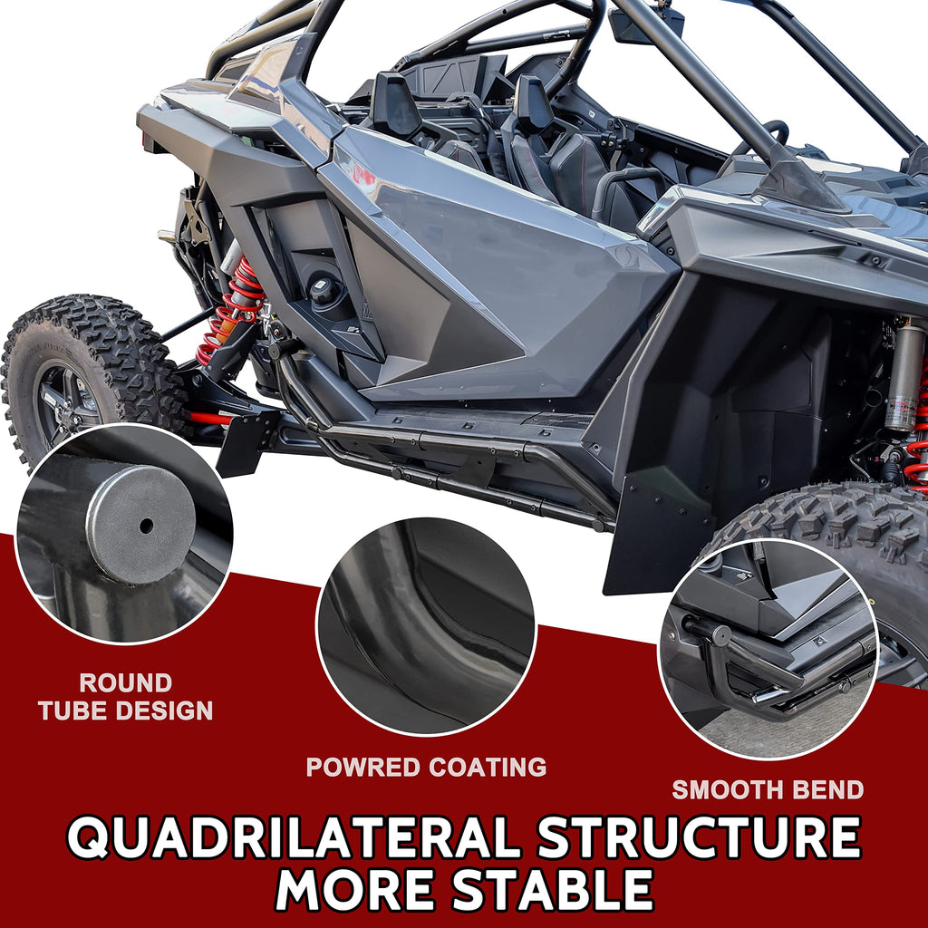 SAUTVS Nerf Bars Rock Sliders for Polaris RZR PRO XP/R/S/Turbo R Accessories 2020-2026, Combined Side Bumper Protector Guard Side Steps Kick-Out Tree Kickers-2 Seat (Replace #2890396,2883997,2889208)