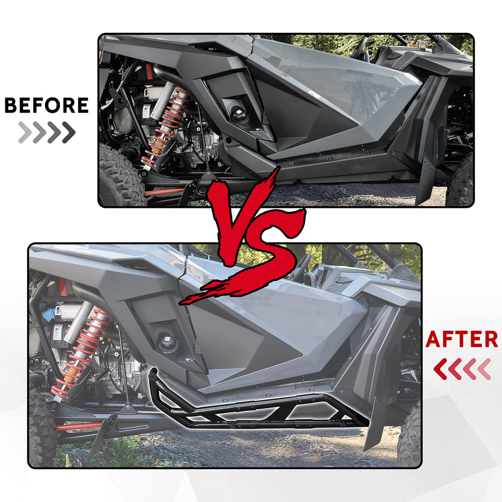 SAUTVS Nerf Bars Rock Sliders for Polaris RZR PRO XP/R/S/Turbo R Accessories 2020-2026, Combined Side Bumper Protector Guard Side Steps Kick-Out Tree Kickers-2 Seat (Replace #2890396,2883997,2889208)