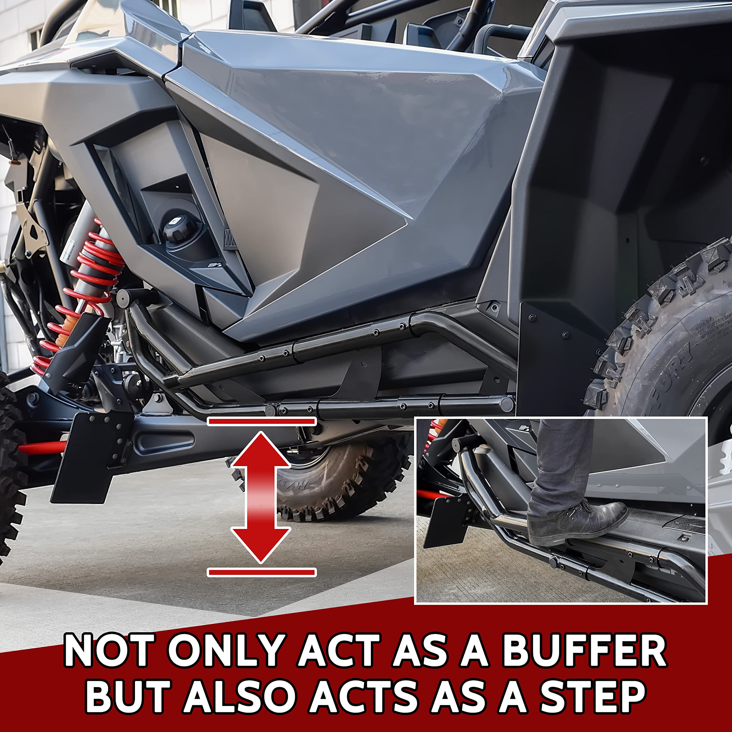 SAUTVS Nerf Bars Rock Sliders for Polaris RZR PRO XP/R/S/Turbo R Accessories 2020-2026, Combined Side Bumper Protector Guard Side Steps Kick-Out Tree Kickers-2 Seat (Replace #2890396,2883997,2889208)