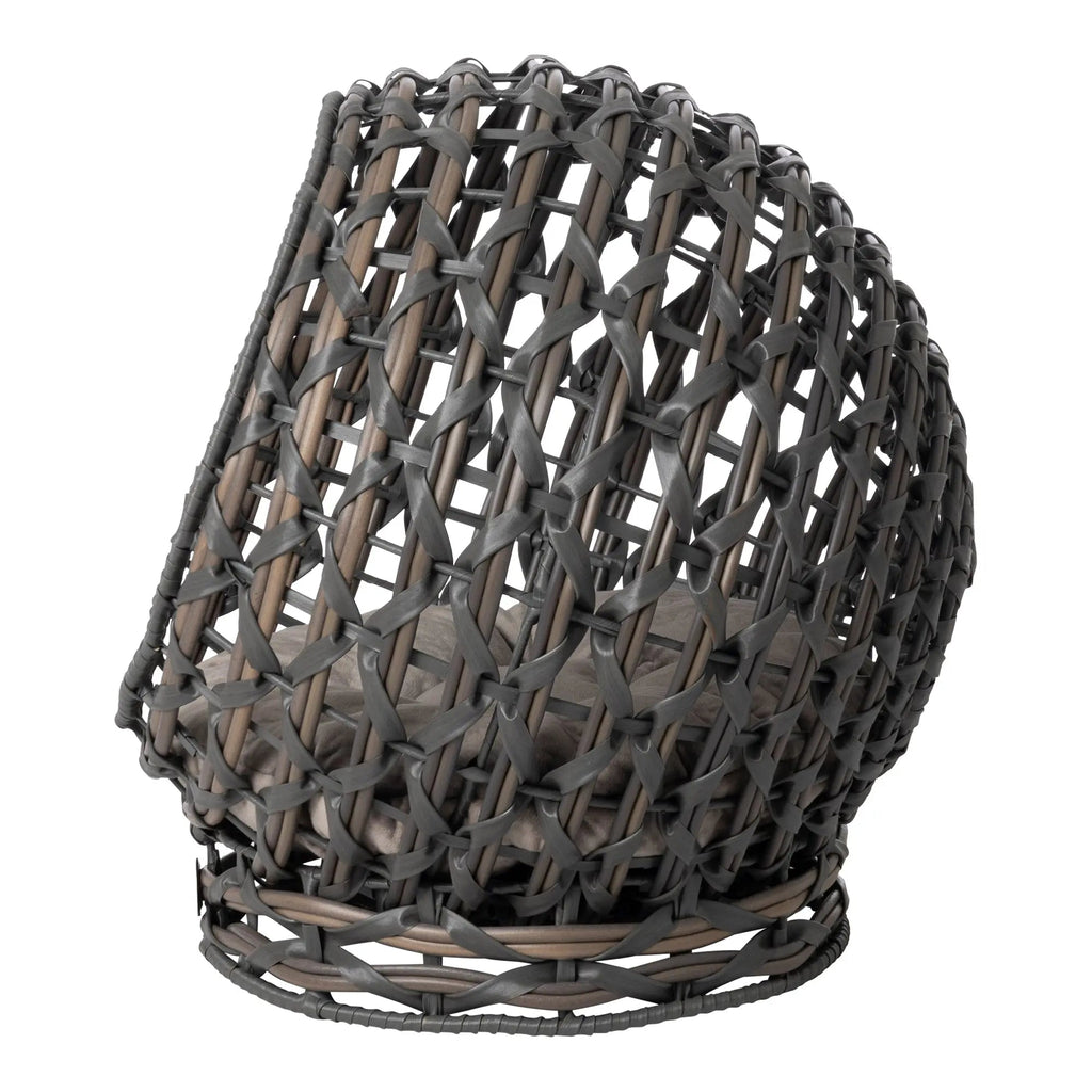 Huntley Pet Hemisphere Rattan Pet Bed, Elevated With Cushion