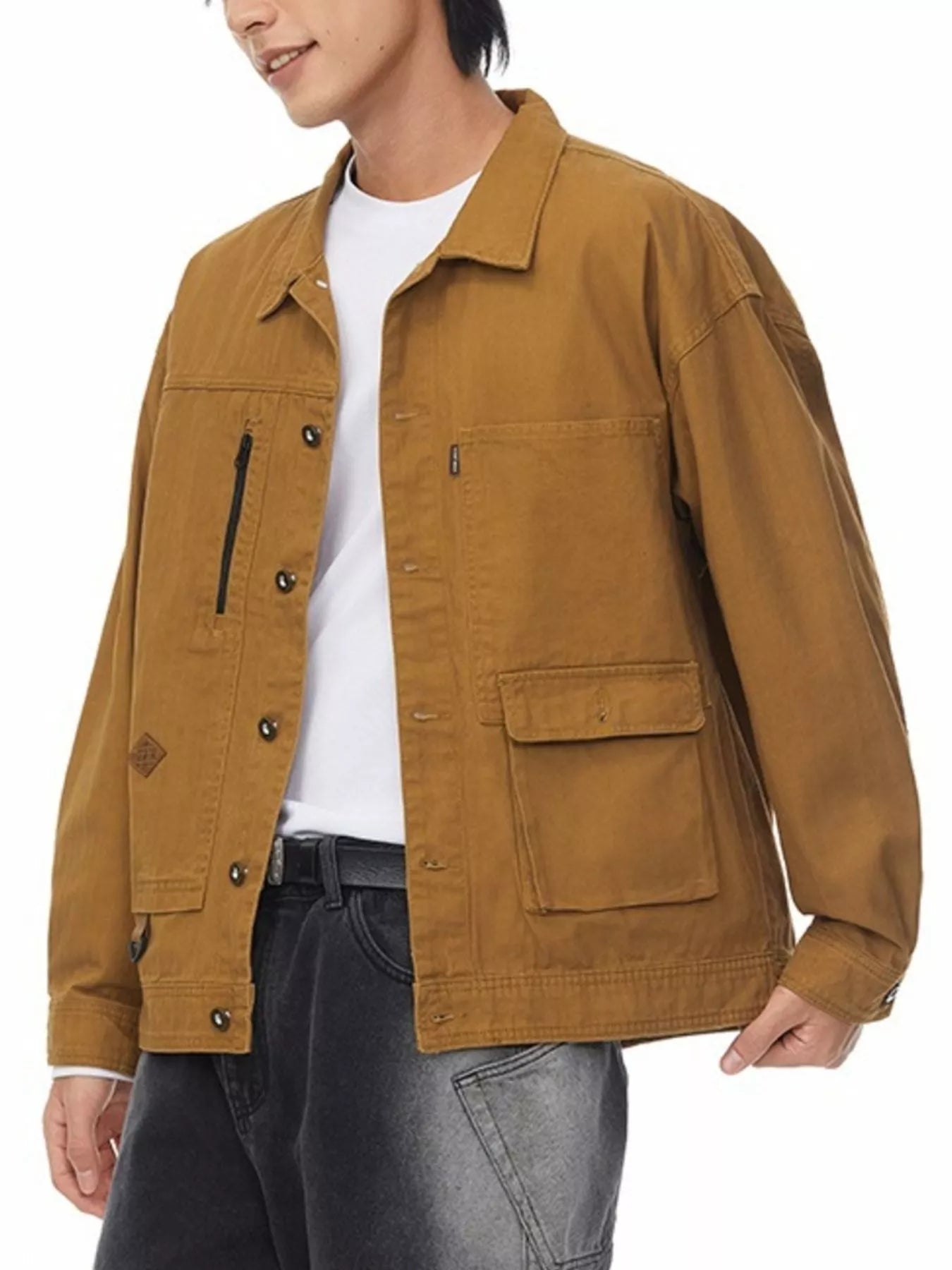 Men's Full Size Button Up Long Sleeve Jacket Plus Size